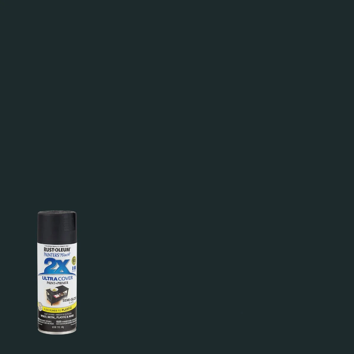 Proven Rust-Oleum Painter's Touch 2X Ultra Cover 12 Oz. Semi-Gloss Paint Primer Spray Paint Black Organic