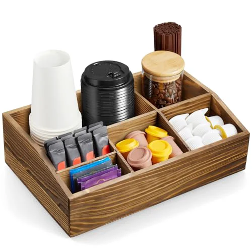 Original Burnt Wood Coffee Station Organizer for Countertop Proven
