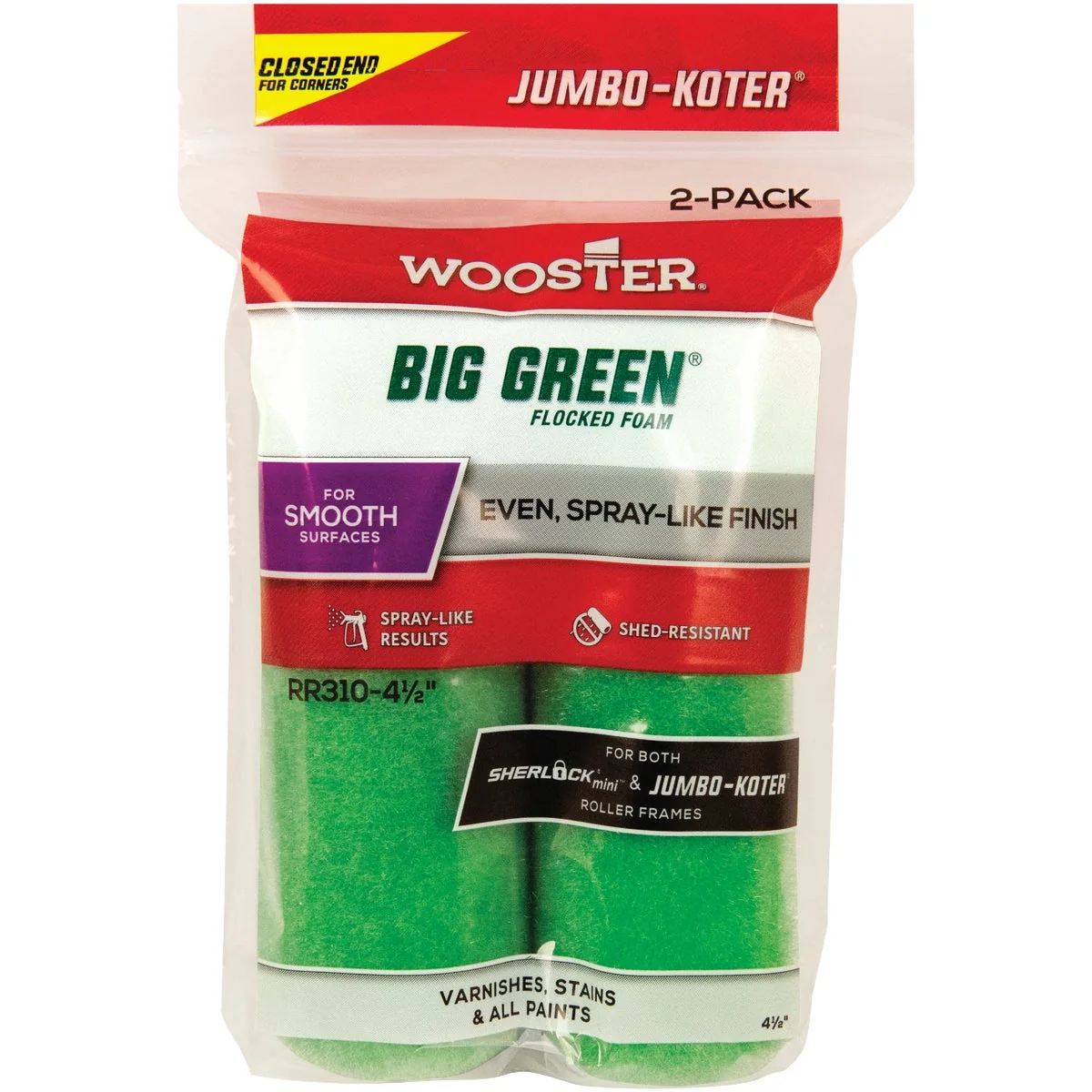 Genuine Wooster Jumbo-Koter 4-1 2 In. x 3 8 In. Flocked Mini Foam Roller Cover 2-Pack Authentic