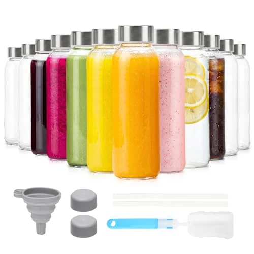 Outstanding Glass Water Bottles with Lids 16 oz Natural