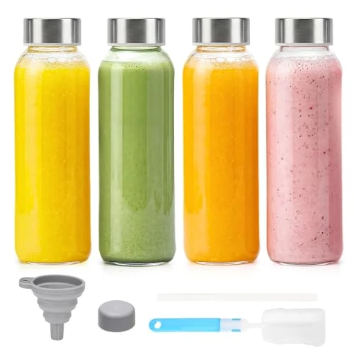 Trendy 16 oz Clear Glass Water Bottles with Stainless Steel Lid Carefully Designed