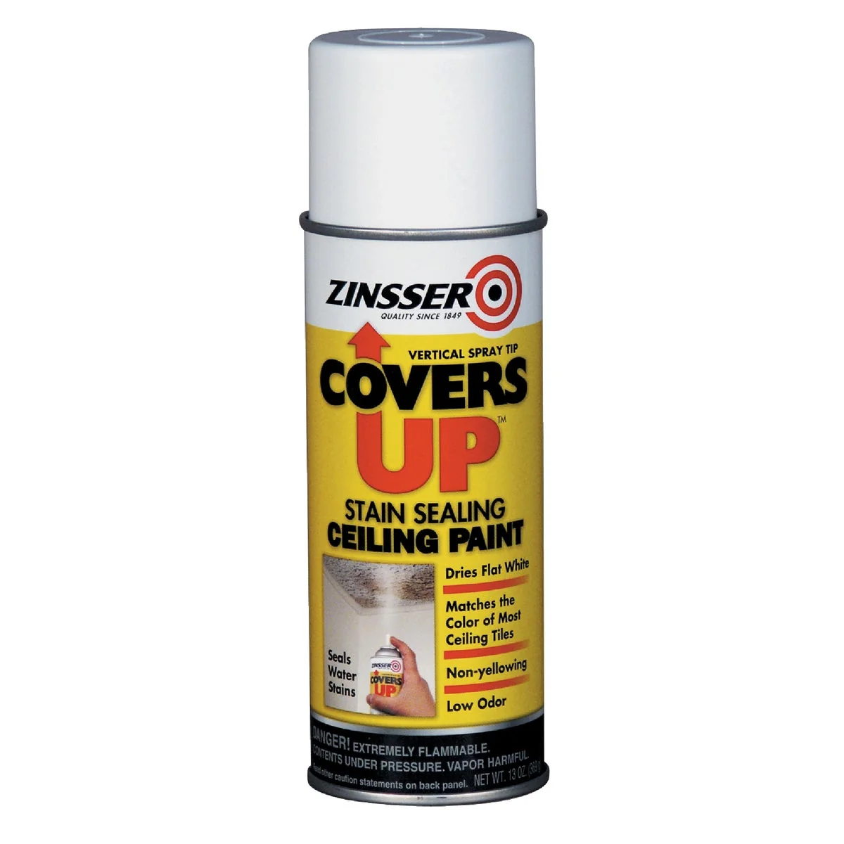 Reliable Zinsser COVERS UP Stain Sealing Spray Paint Primer White 13 Oz. Reusable