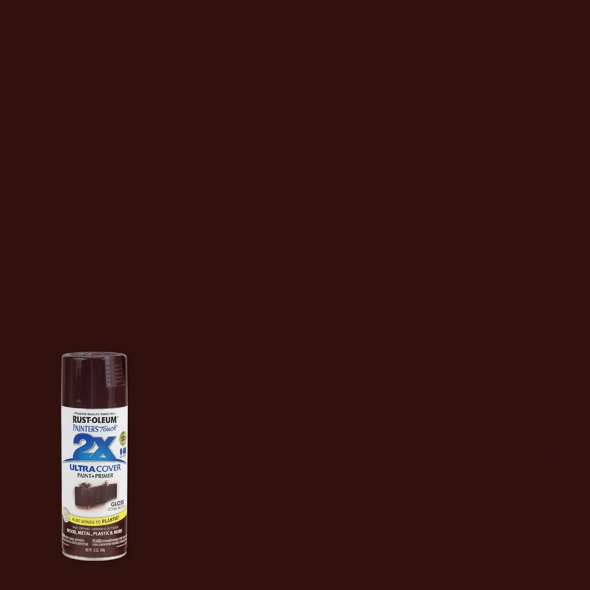 Fine Rust-Oleum Painter's Touch 2X Ultra Cover 12 Oz. Gloss Paint Primer Spray Paint Kona Brown Consistent
