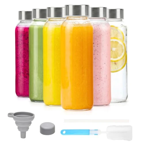 Trusted Glass Water Bottles with Lids 16 oz Secure