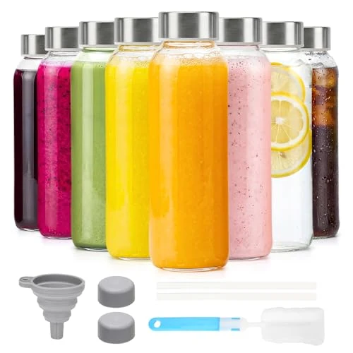 Crafted Glass Water Bottles with Lids 16 oz Verified