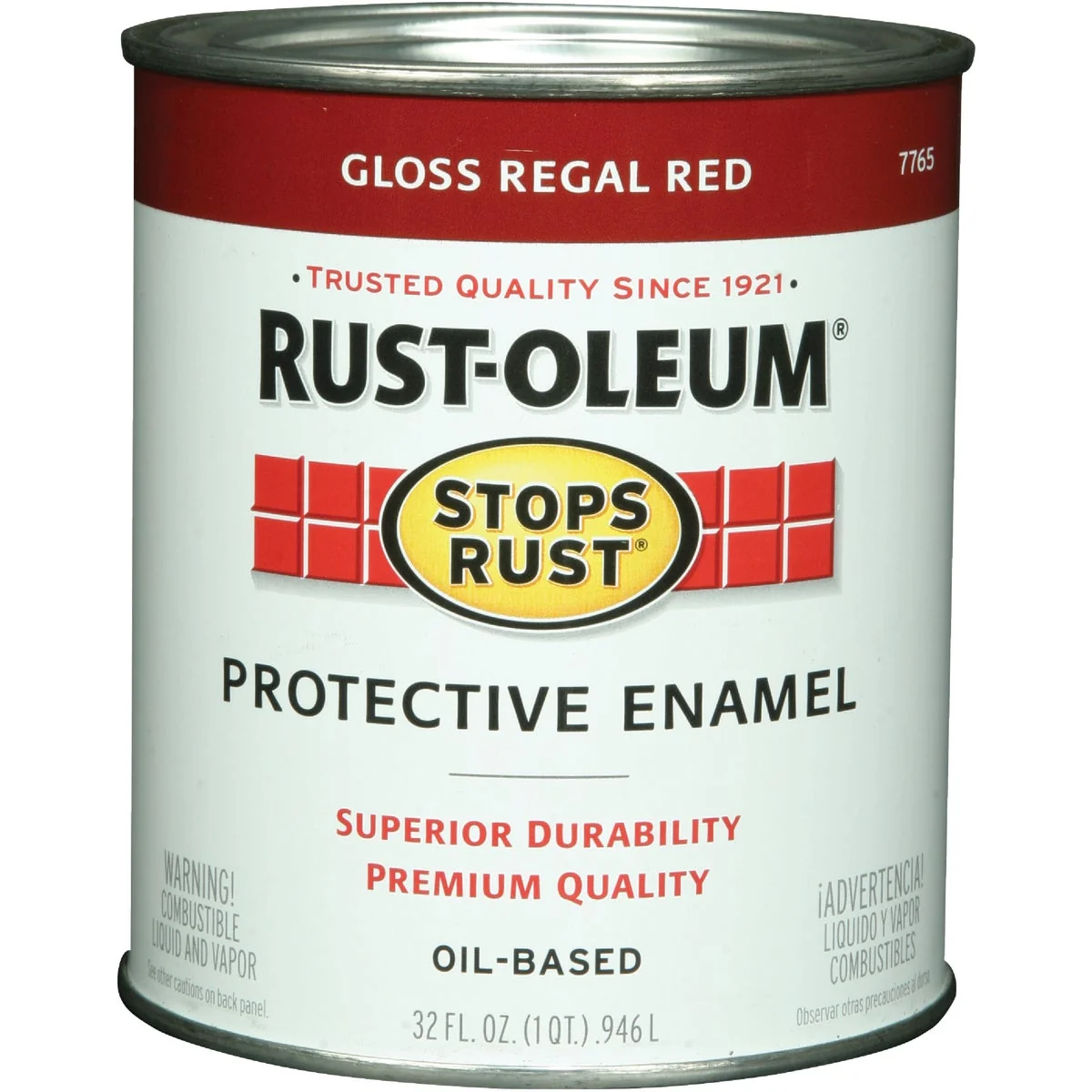 Lightweight Rust-Oleum Stops Rust Oil Based Gloss Protective Rust Control Enamel Regal Red 1 Qt. Relaxed