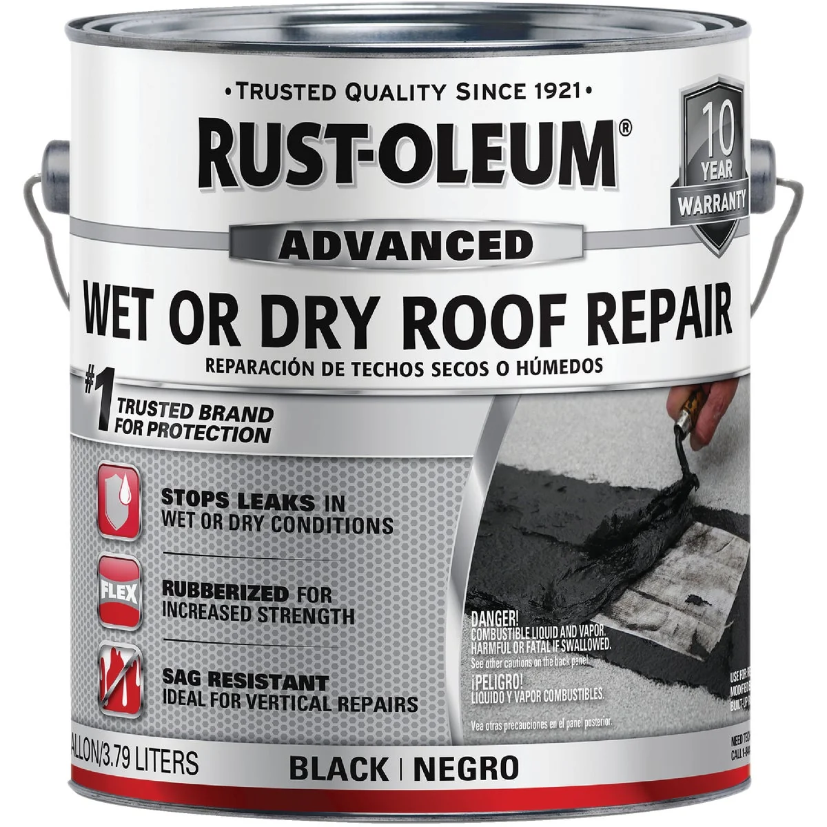 Selected Rust-Oleum 1 Gal. Black Advanced Wet or Dry Roof Repair Fast