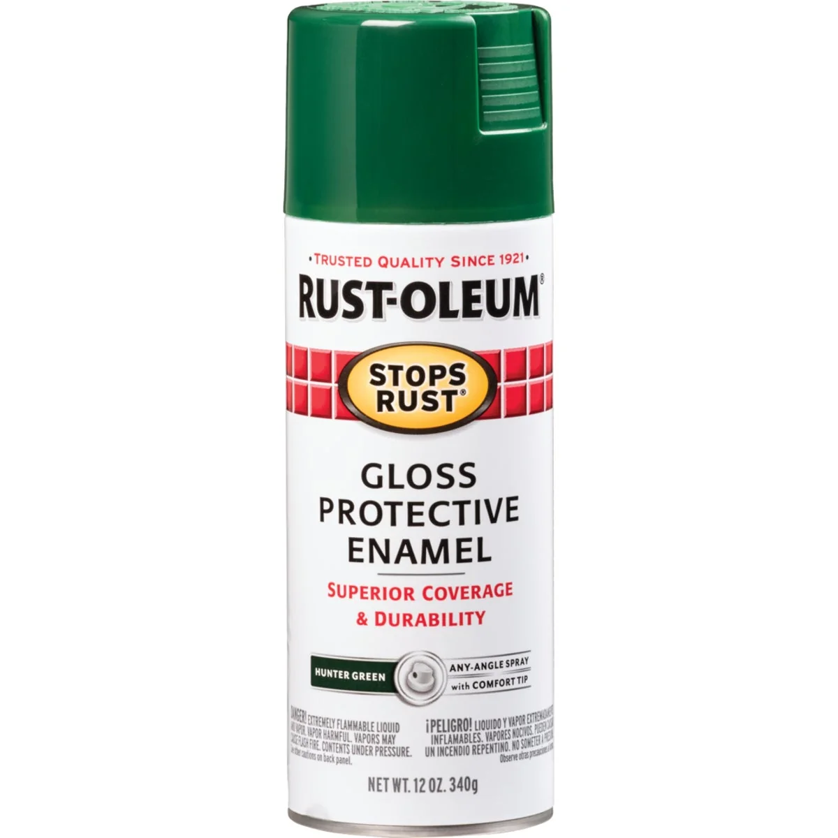Premium Material Rust-Oleum Stops Rust Hunter Green Gloss 12 Oz. Anti-Rust Spray Paint Professional