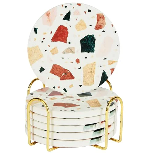 Breathable Terrazzo Coasters Set of 6 Artisan
