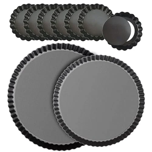 Innovative Tart Pan Set 11 9 Inch Tart Pans with 6Pcs 4 Inch Mini Pans. 8 Count Premium