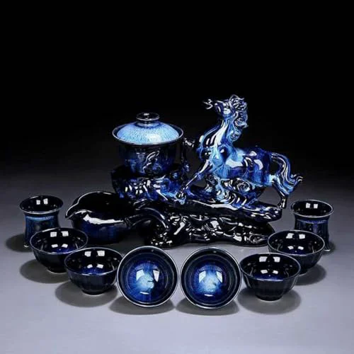 Sustainable Ceramic Teapot with Infuser Horse Tea Set Authentic