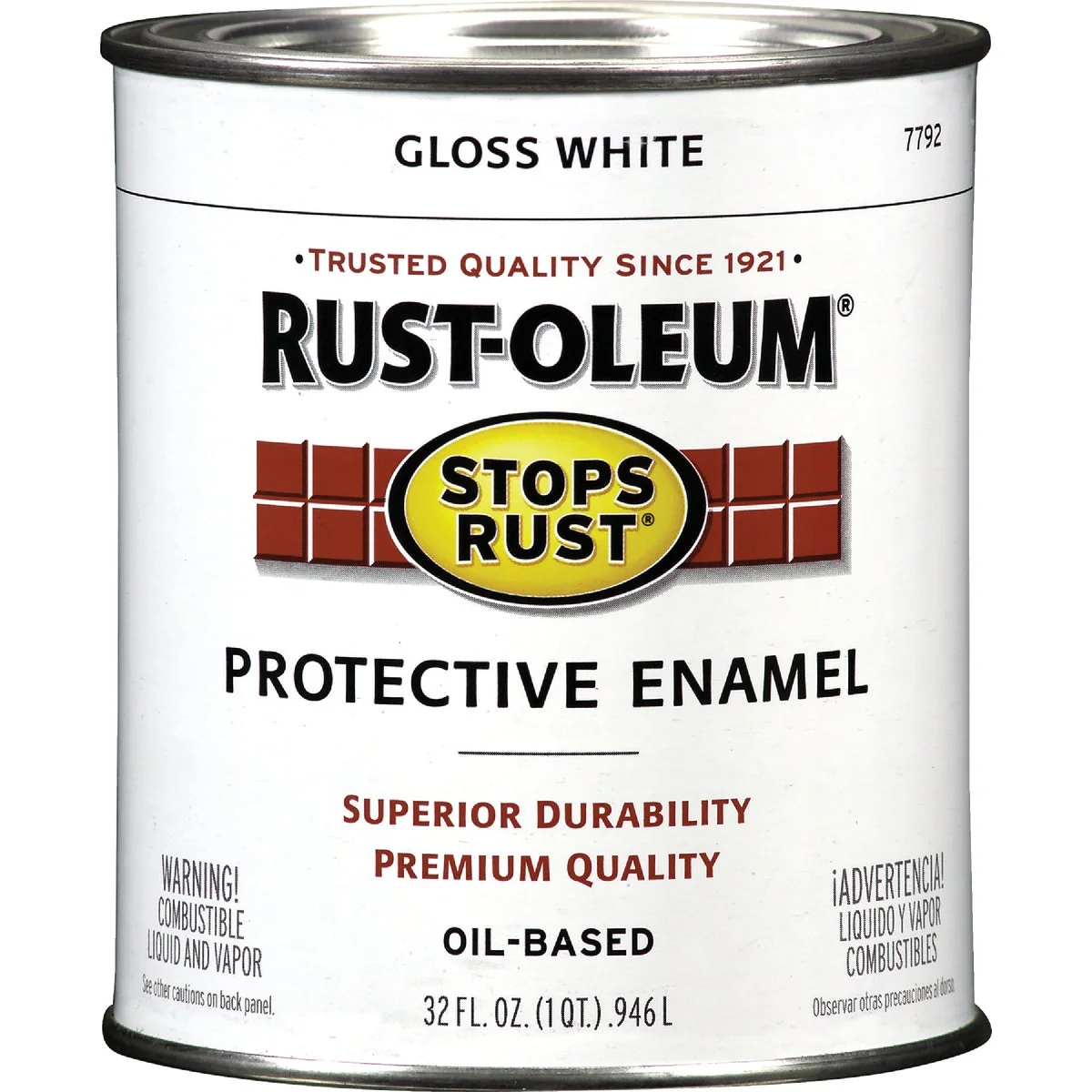 Sophisticated Rust-Oleum Stops Rust Oil Based Gloss Protective Rust Control Enamel White 1 Qt. Functional