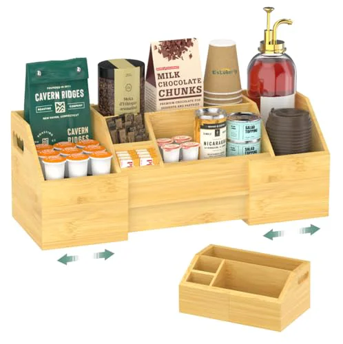 Traditional Extendable Coffee Station Organizer Countertop Refined