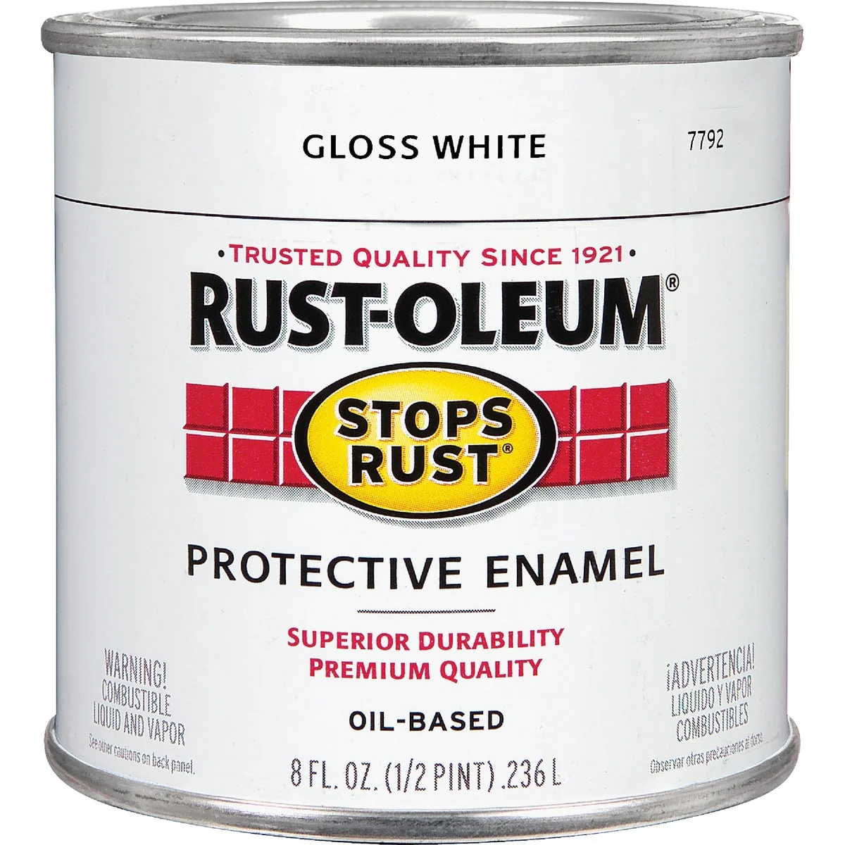 Original Rust-Oleum Stops Rust Oil Based Gloss Protective Rust Control Enamel White 1 2 Pt. Quality