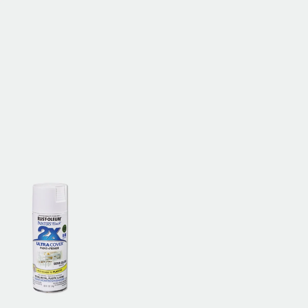 Sustainable Rust-Oleum Painter's Touch 2X Ultra Cover 12 Oz. Semi-Gloss Paint Primer Spray Paint White Efficient
