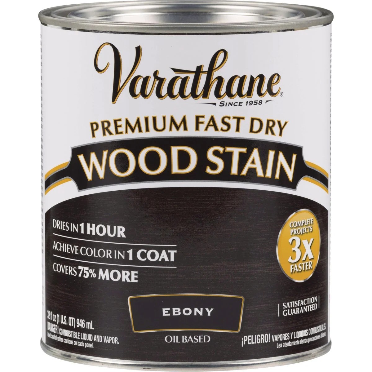 Environmentally Friendly Varathane Fast Dry Ebony Wood Urethane Modified Alkyd Interior Wood Stain 1 Qt. User-Friendly