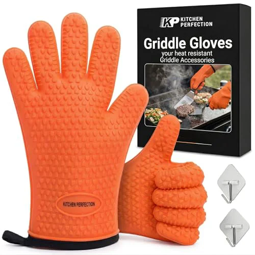Crafted Silicone Griddle Grill Gloves Heat Resistant Oven Mitts Powerful