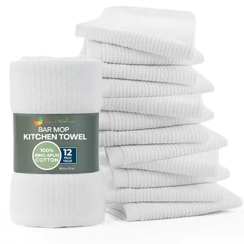 Flexible Bar Towels 16 x 19 Bar Mop Cleaning Dish Rags 12 Count Smooth