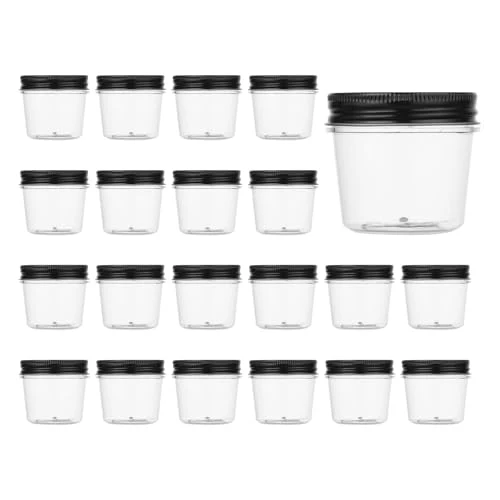Soft 4 oz Plastic Small Mason Jars and Small Plastic Jars with Lids 20 Count Professional