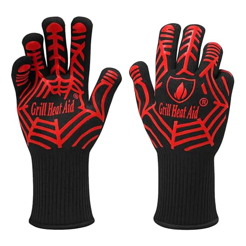 Soft Grill Gloves Heat Proof for Men Grilling BBQ Heat Resistant Gloves 2 Count High-Grade