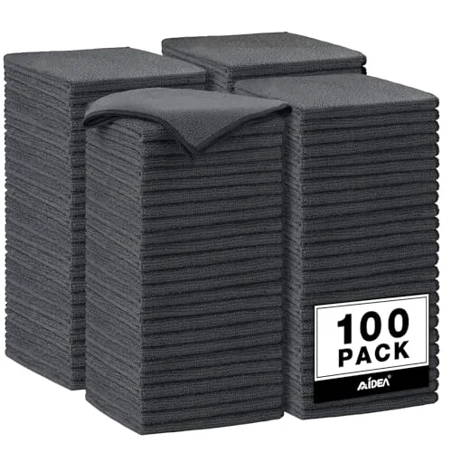 Lightweight Microfiber Cleaning Cloth Grey 100PK 100 Count Functional