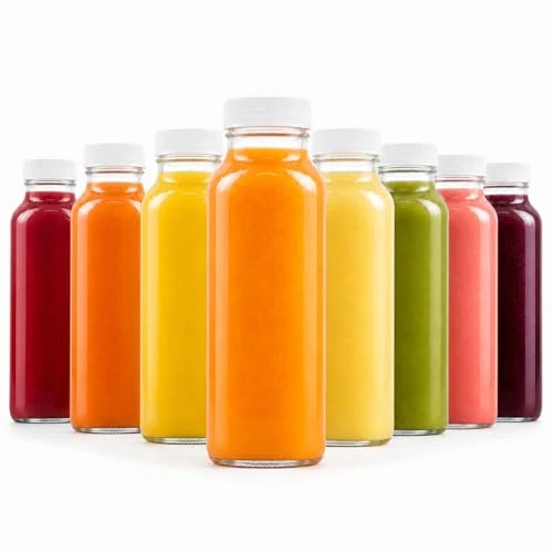 Durable 8oz Square Glass Juice Shot Bottle with Lid 8 Count Classic