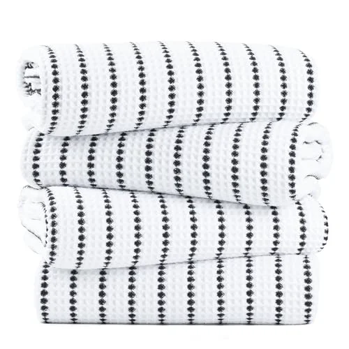 Classic 430 GSM Poly Blend Microfiber Quick Dry Waffle Bath Towel 4 Count Secure
