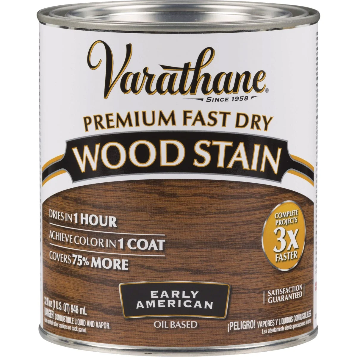 Stylish Varathane Fast Dry Early American Urethane Modified Alkyd Interior Wood Stain 1 Qt. Traditional