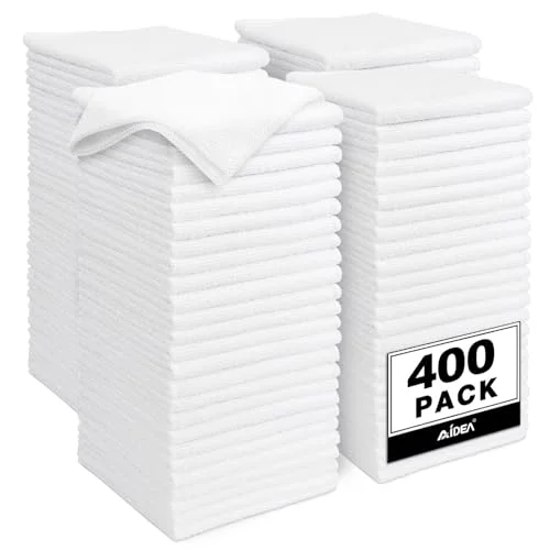 Enhanced Microfiber Cleaning Cloth White 400 Count Detailed
