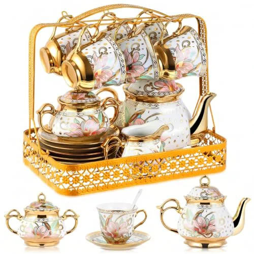 Superior 22 Pcs Vintage Porcelain Tea Sets for Adults 22 Count Original