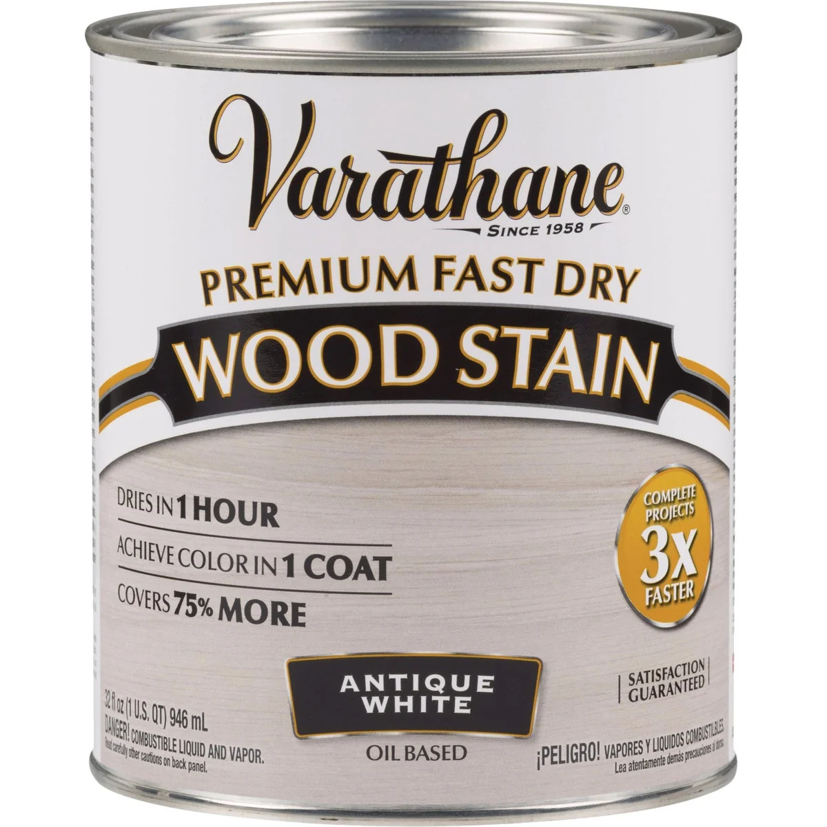 Specialty Varathane Fast Dry Antique White Urethane Modified Alkyd Interior Wood Stain 1 Qt. Excellent