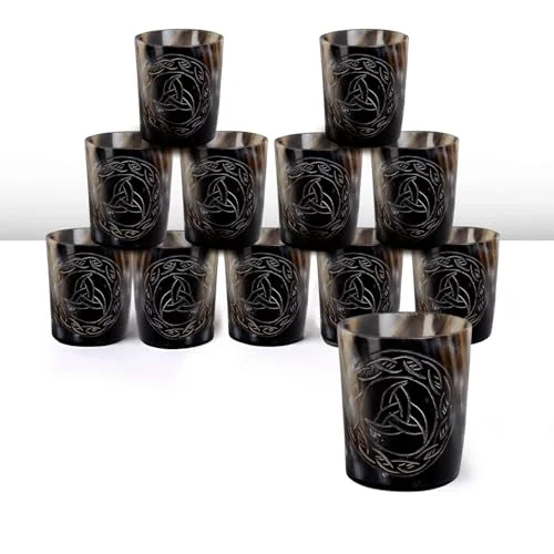 Fine Crafted Viking Horn Shot Glasses Set of 12 12 Count Modern