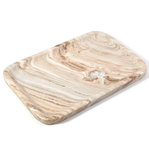 Crafted Marble Tray 12 x8 Natural Marble Vanity Tray for Countertop Bathroom Kitchen Dresser Superior