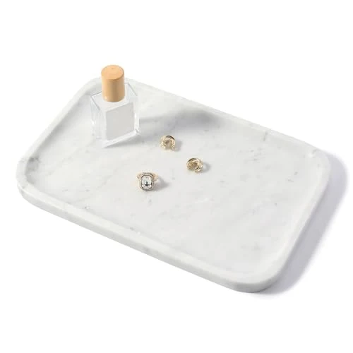 Fast Marble Tray 12 x8 Bianco Carrara Marble Vanity Tray for Countertop Bathroom Kitchen Dresser Sophisticated
