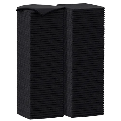 Dependable Black Microfiber Cleaning Cloth 100 Count Unique
