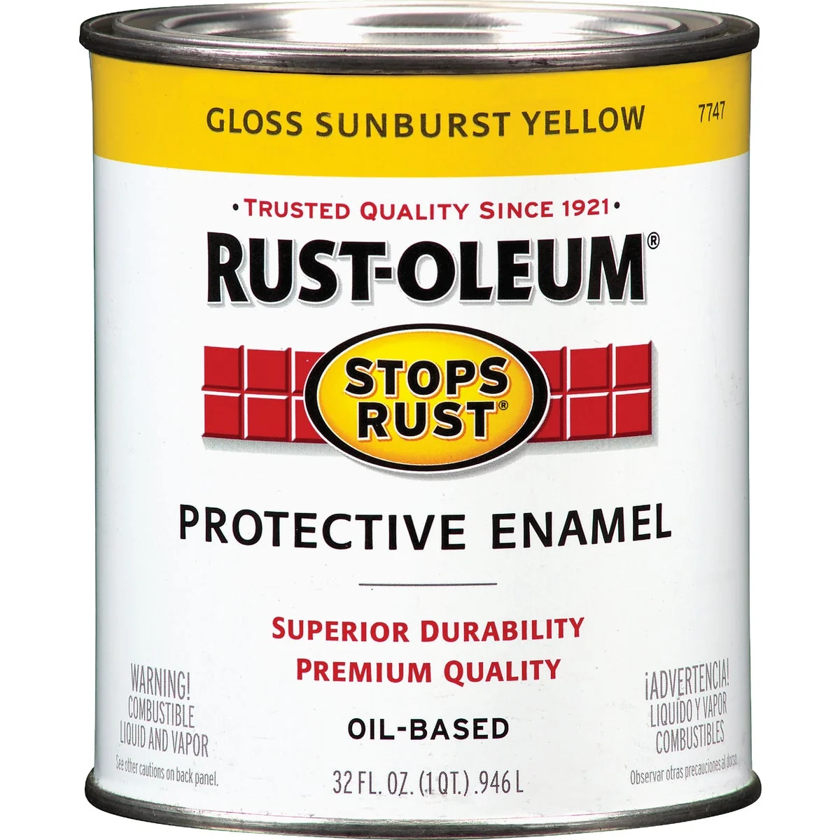 Sustainable Rust-Oleum Stops Rust Oil Based Gloss Protective Rust Control Enamel Sunburst Yellow 1 Qt. Solid