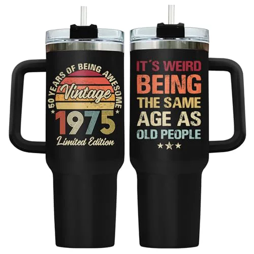 Traditional Dad Vintage 1975 50th Classic 40 oz Tumbler with Handle Environmentally Friendly
