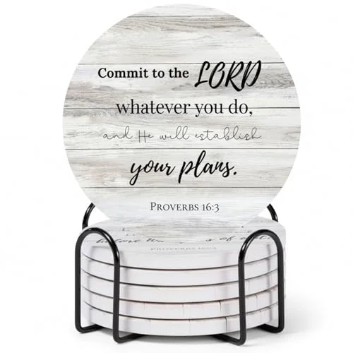 Consistent Christian Coasters Set of 6 with Holder Professional