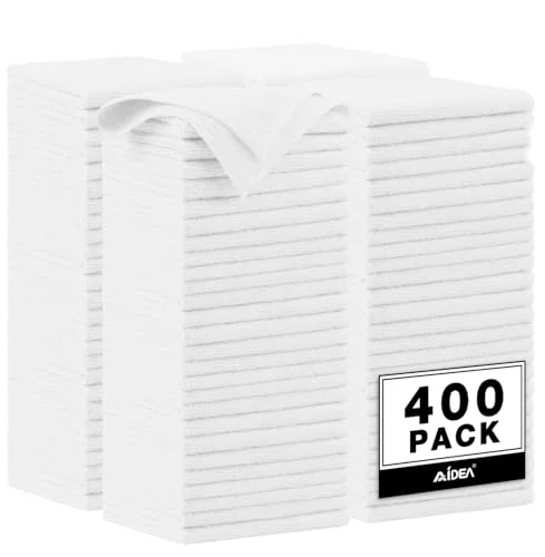 Organic Microfiber Cleaning Cloth White 400 Count Efficient