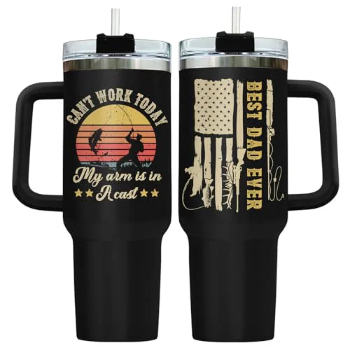 Secure Fishing Dad Daddy Ever Mom 40 oz Tumbler with Handle Trusted