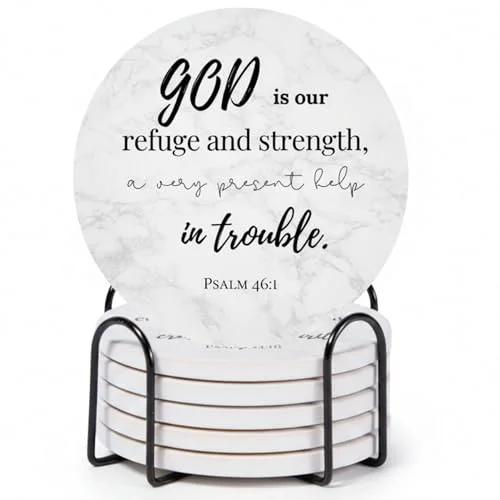 Reusable Christian Coasters Set of 6 with Holder 6 Count Comfortable