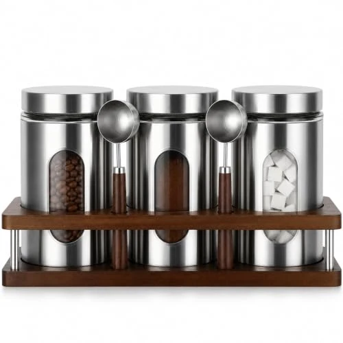 Authentic Coffee Ground Containers with Shelf 3 Count Specialty