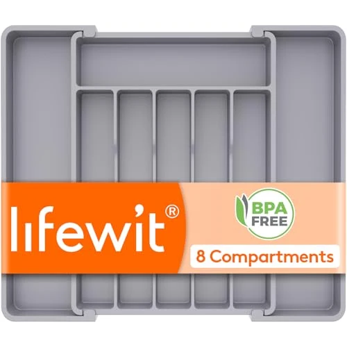 Premium Expandable Silverware Drawer Organizer Pure