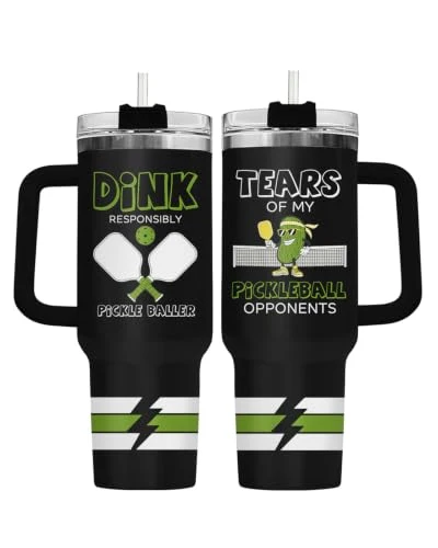 Selected Pickleball Funny Sports 40 oz Tumbler with Handle Comfortable