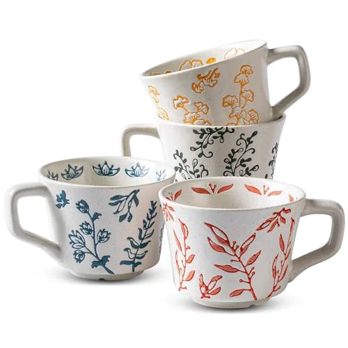 Efficient Ceramic Mugs 11 oz Unique Luxurious Cups Set of 4 Prestigious