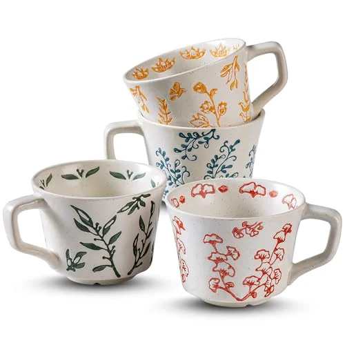 Quality Ceramic Mugs 11 oz Unique Luxurious Cups Set of 4 Verified