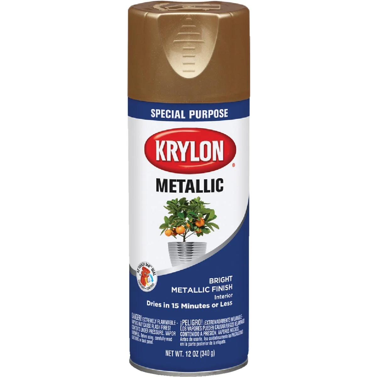 Pure Krylon Metallic 12 Oz. Gloss Spray Paint Brass Eco-Friendly
