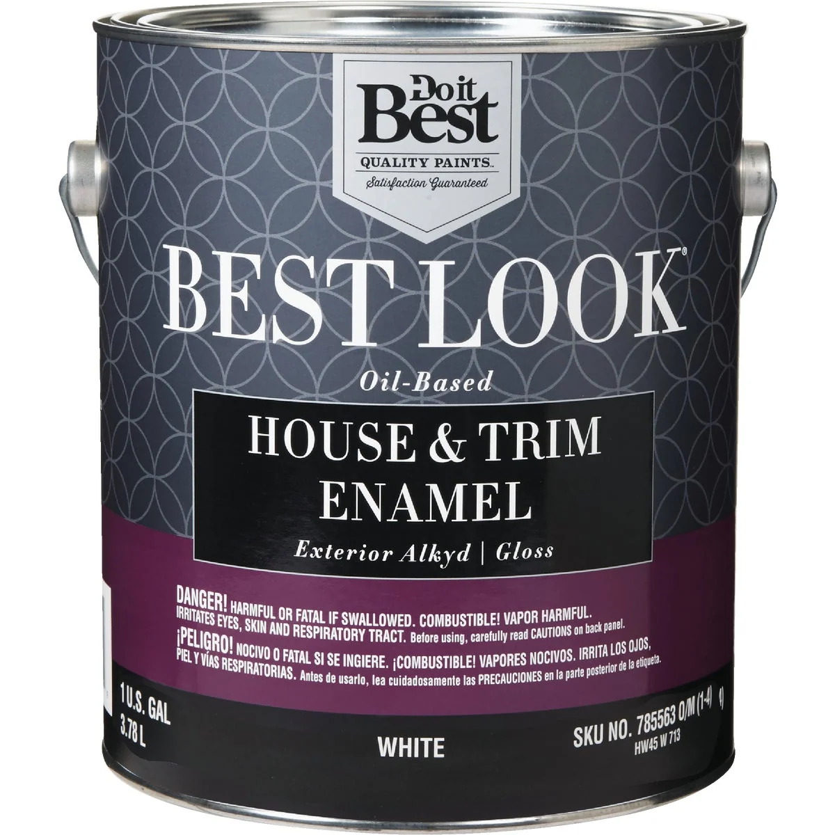 Sustainable Look Oil-Based Alkyd Gloss Exterior House Trim Enamel Paint White 1 Gal. Healthy