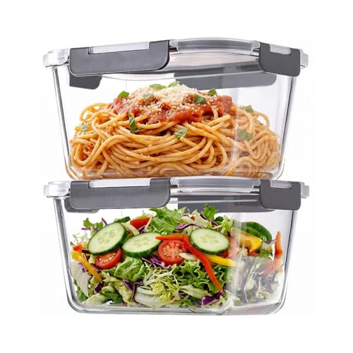 Innovative 2 Pack 88oz 11 Cups Large Glass Storage Containers with Lids Classic