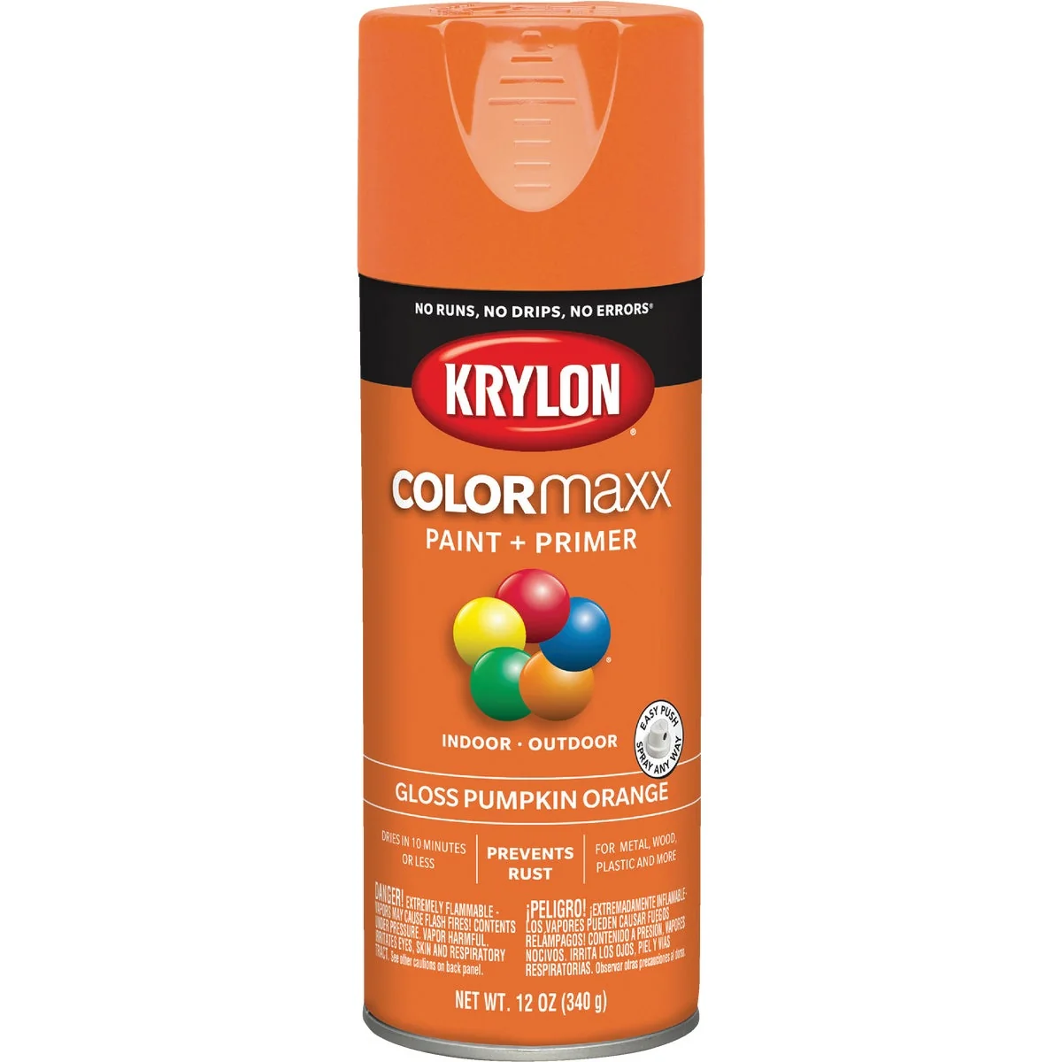 Powerful Krylon ColorMaxx 12 Oz. Gloss Spray Paint Pumpkin Orange Clean